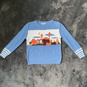 Vintage 70s Stripe Sweater Chenille Embroidery